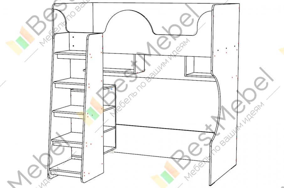 Кровать-чердак Бемби МДФ (фасад 3D) с рабочей зоной купить за 31 руб. — Московский Дом Мебели