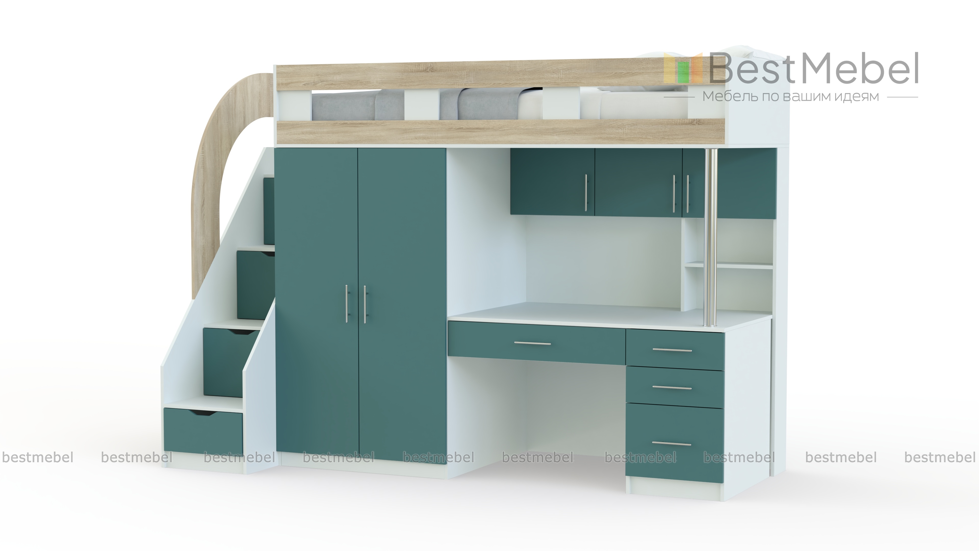 Кровать-чердак с рабочей зоной Мираж 5 BMS