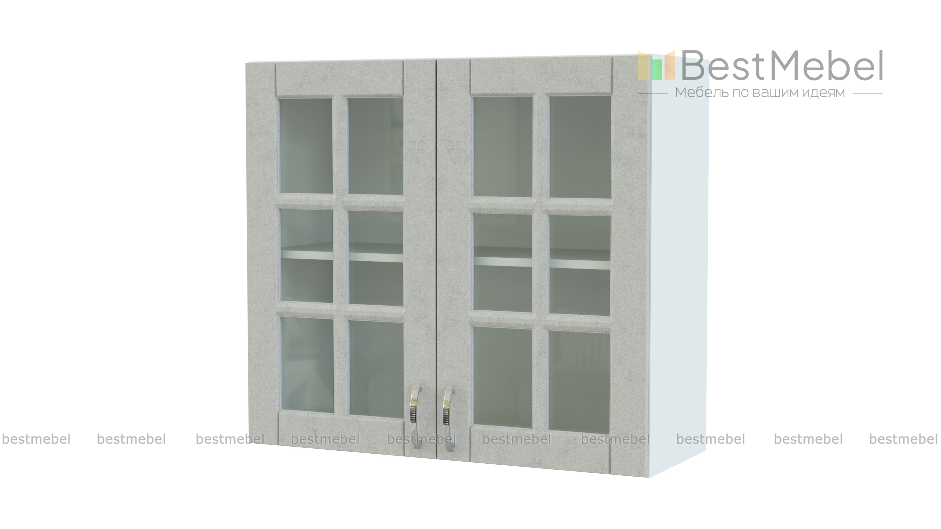 Шкаф верхний 2 двери Лондон со стеклом BMS