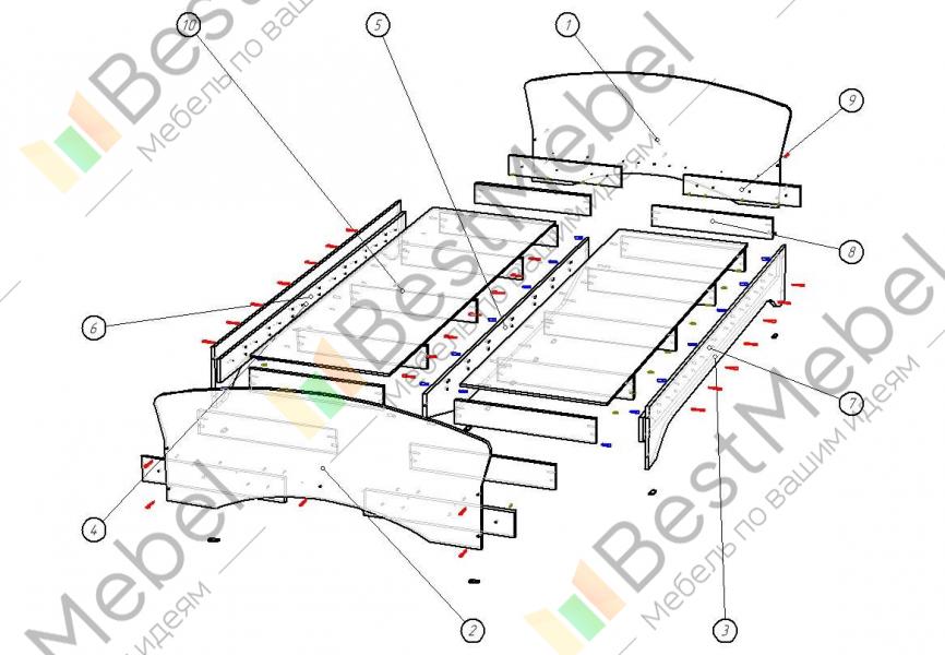 Схема сборки кровати соната